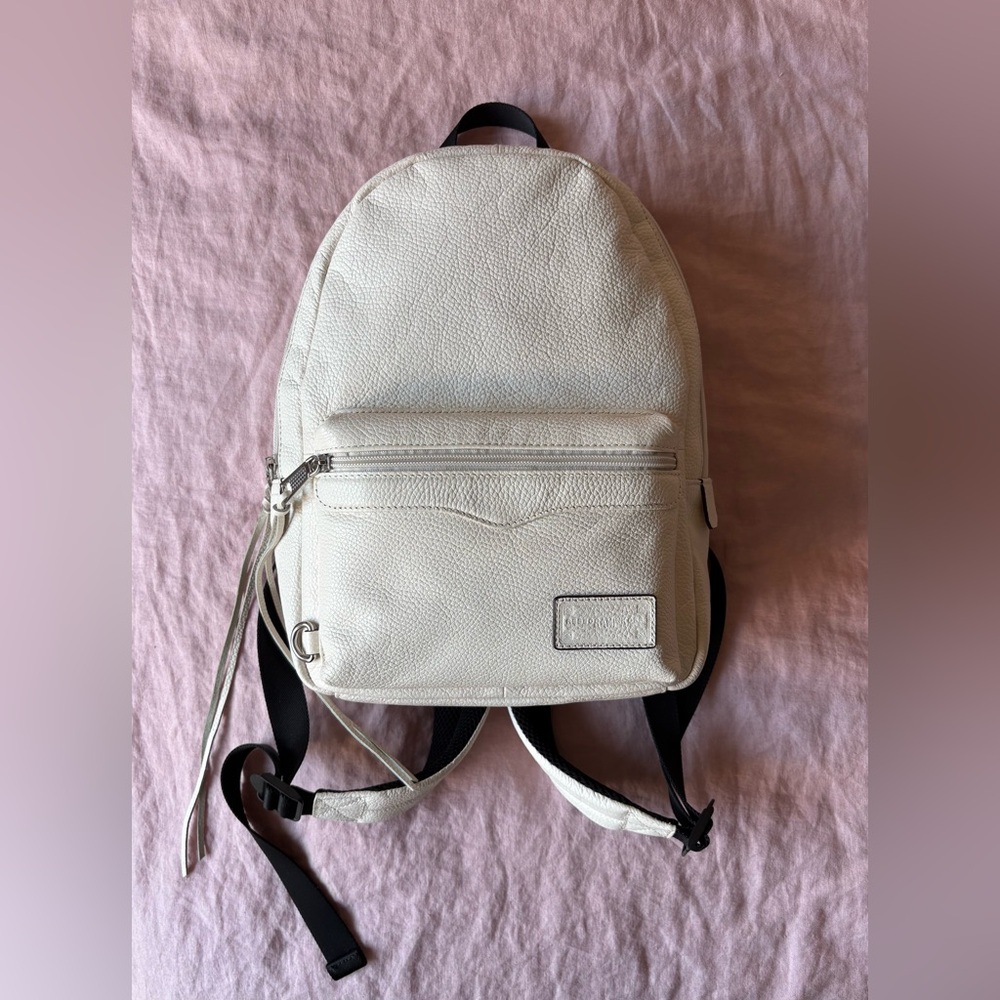 Rebecca Minkoff Pebbled Leather Backpack cream small mini white